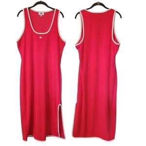 Juicy Couture XXL Hot Pink White Trim Terry Cloth Midi Dress Beach Pool Resort